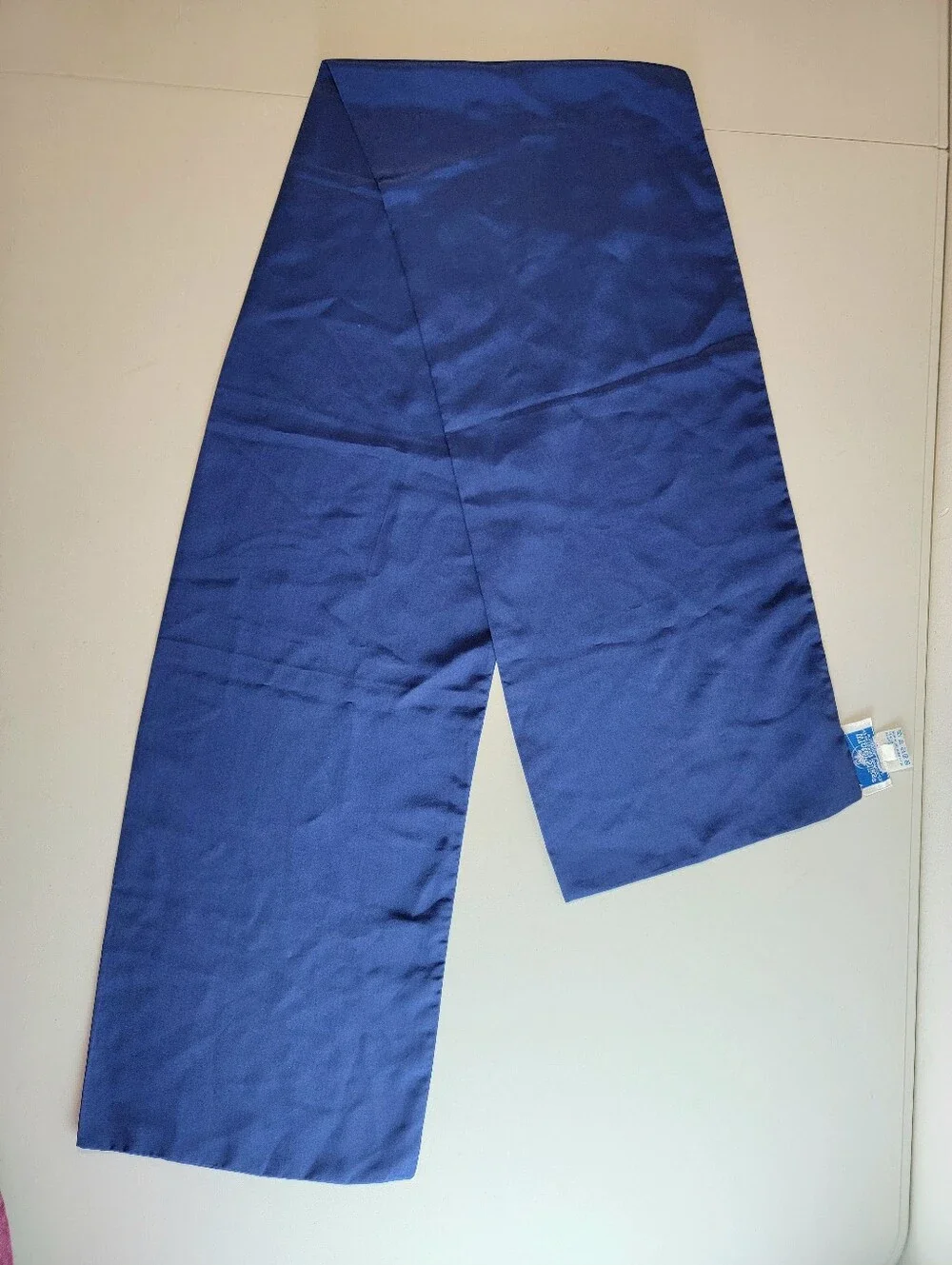 Vintage Winter Silks, Double Thickness 100% Silk Blue Scarf, 58.5